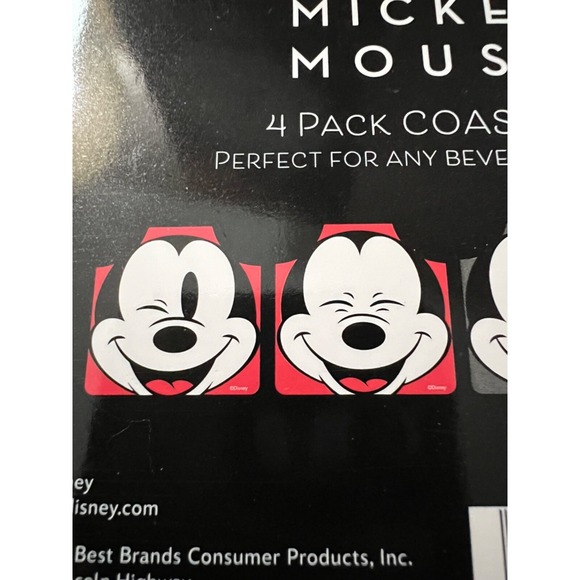 NWT in‎ box Disney Mickey Mouse 4 pack of Coasters Each one with a different. - Picture 4 of 4